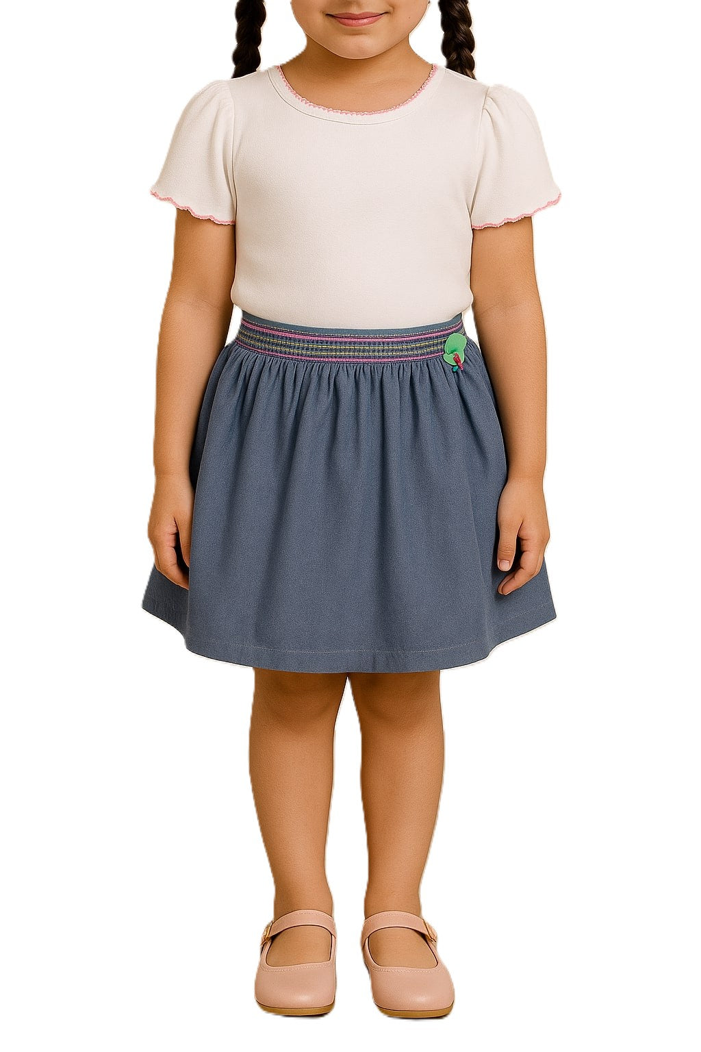 Girls Solid Flared Skirt