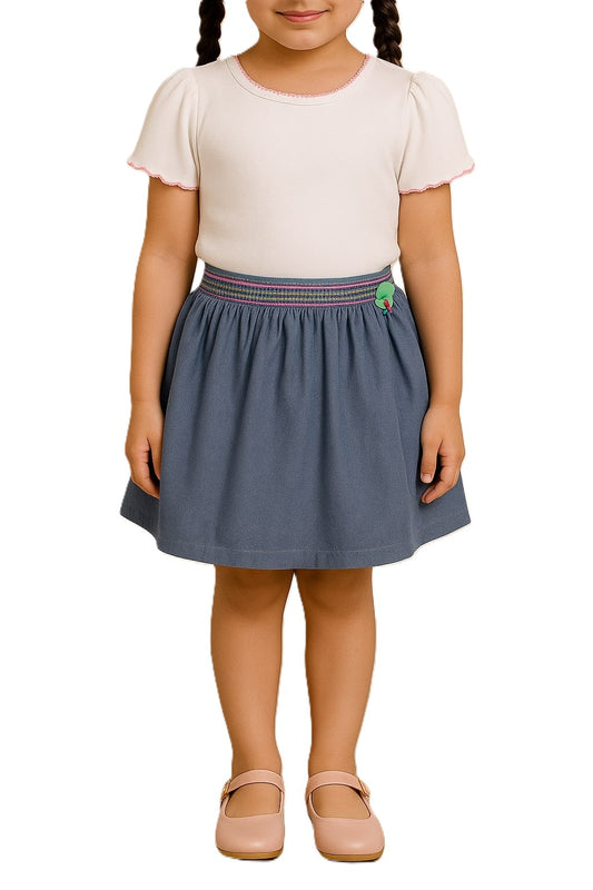 Girls Solid Flared Skirt