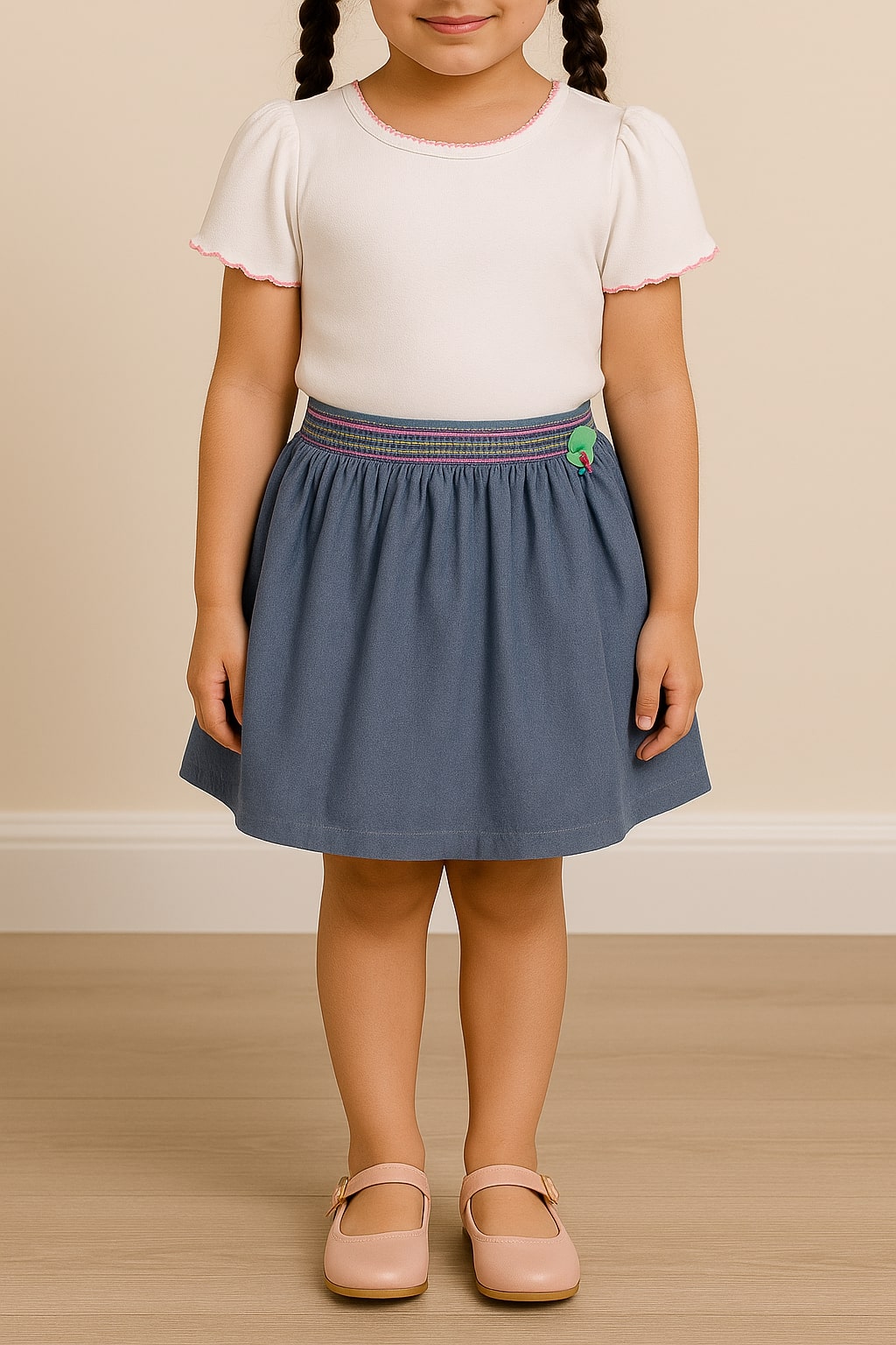 Girls Solid Flared Skirt
