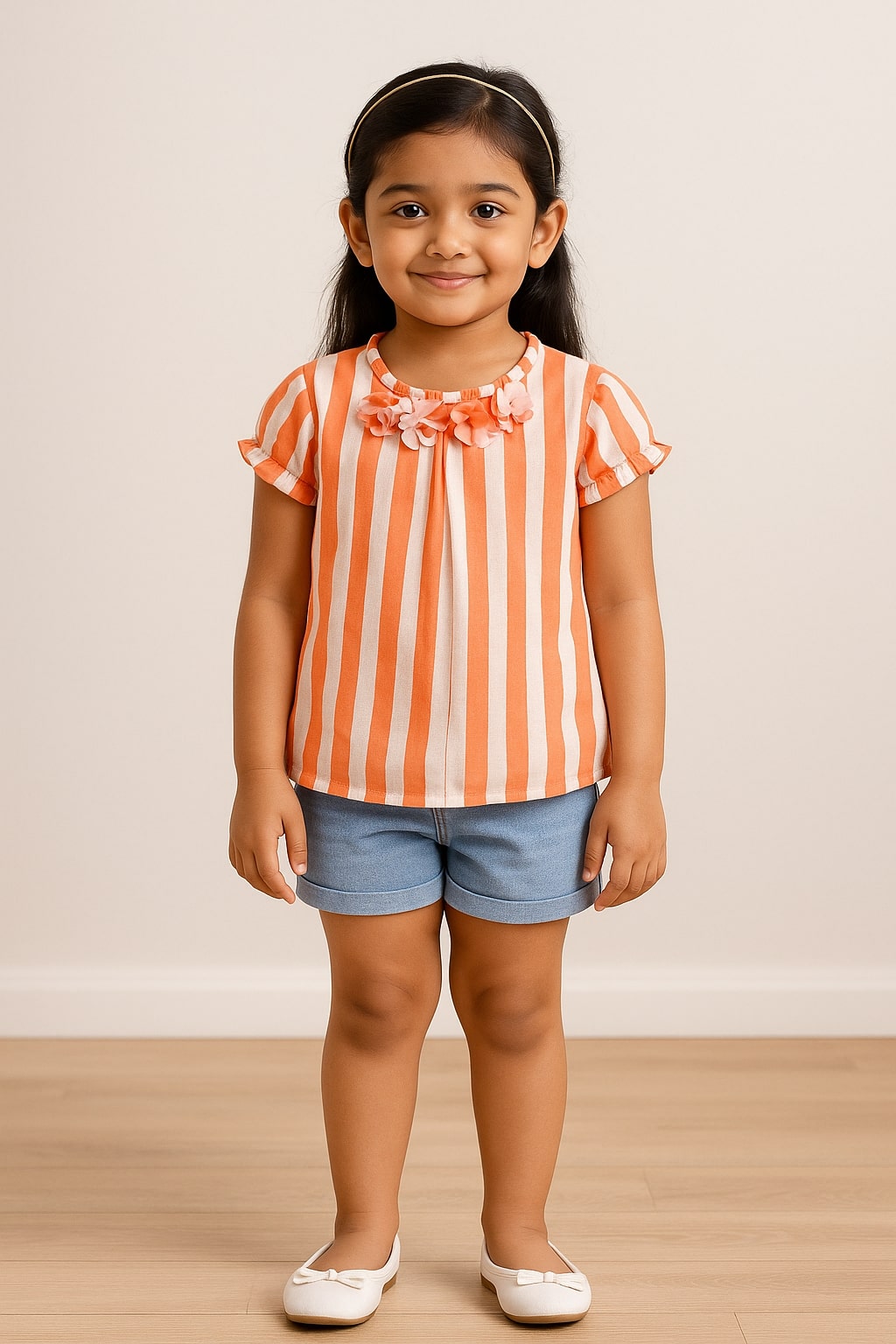 Girls Top with Floral Detail