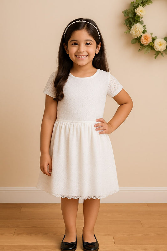 Girls White Lace Dress