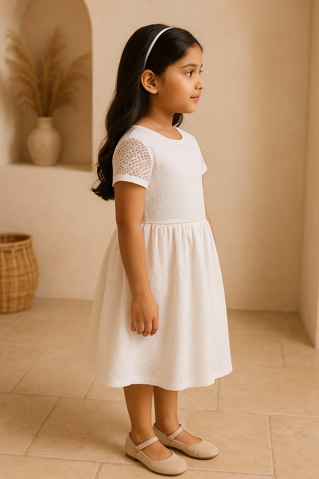 Girls White Lace Dress