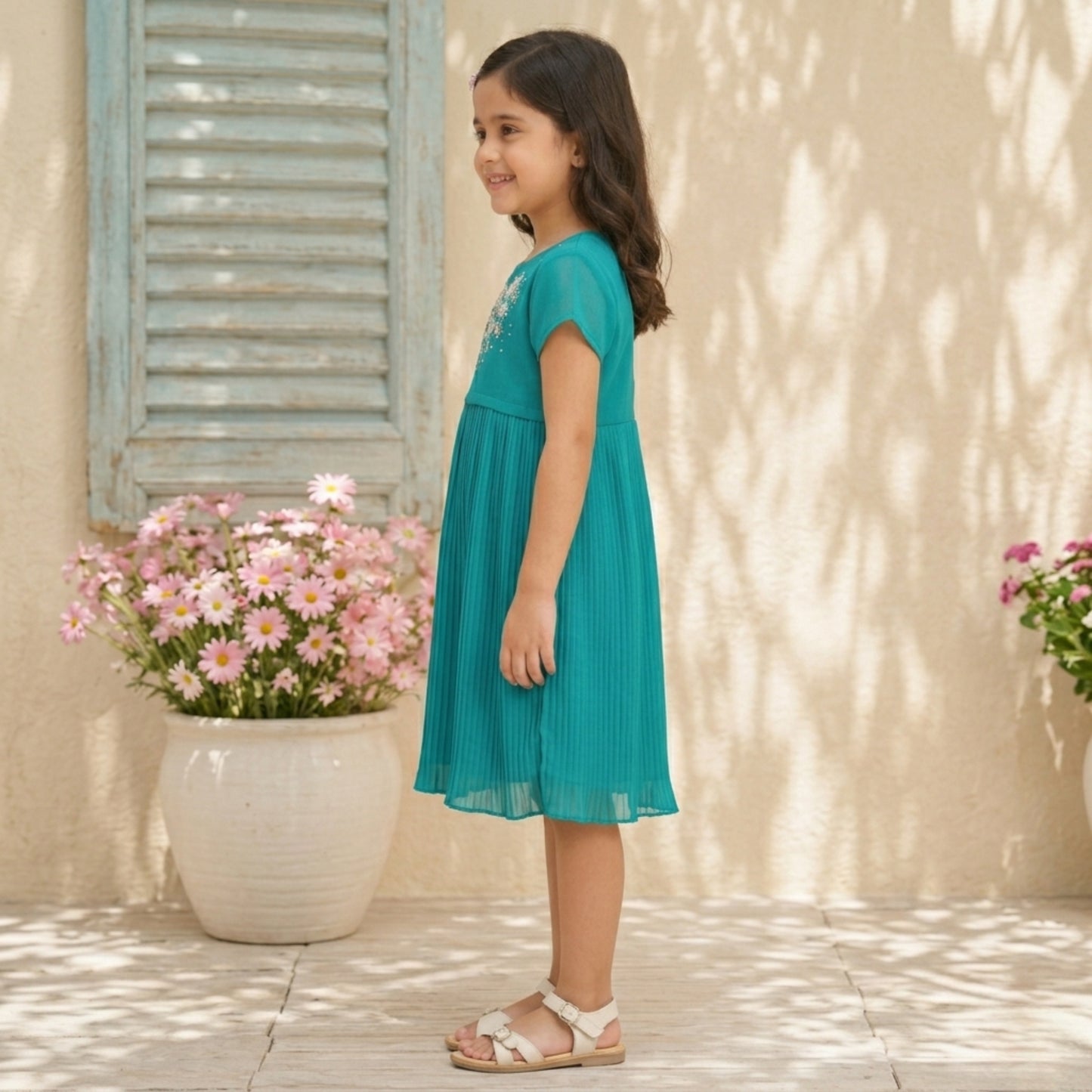 Girls Floral Embroidered Dress