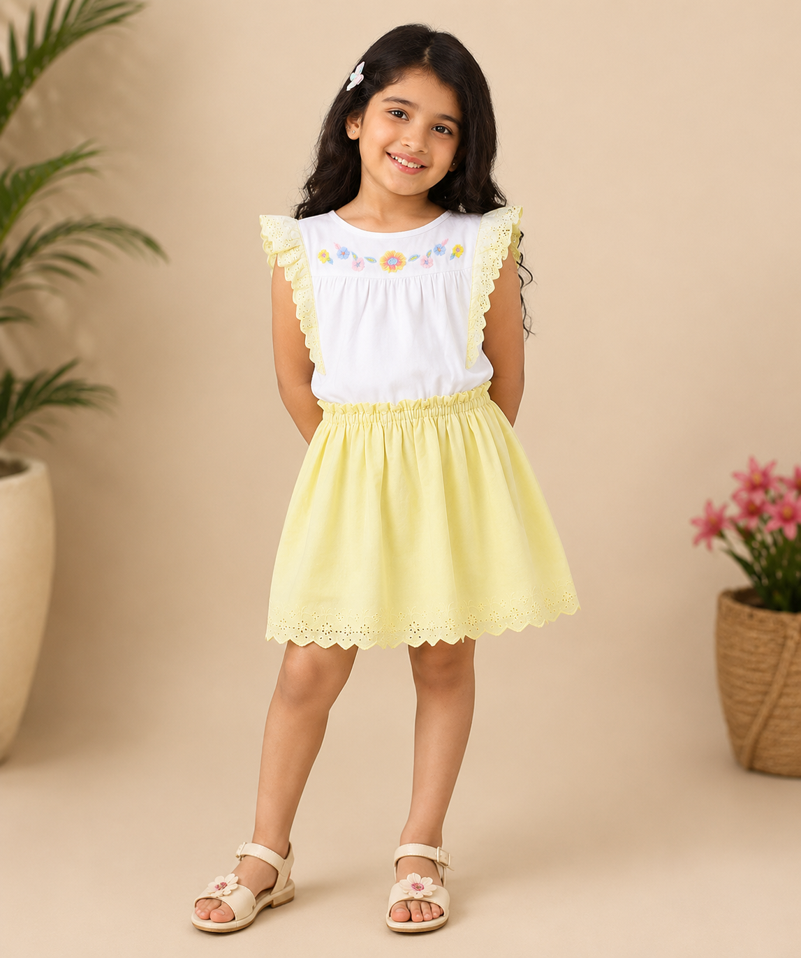 Girls Floral Embroidered Fit & Flare Dress
