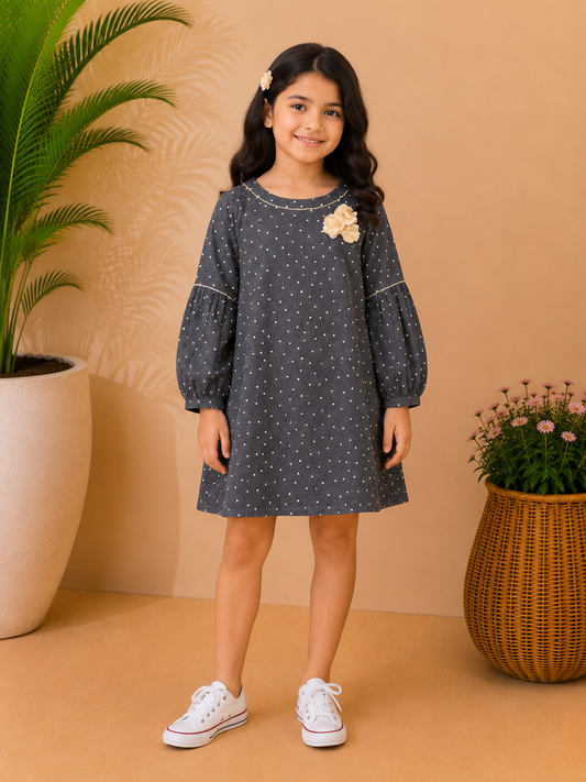 Girls Polka Dot A-Line Dress