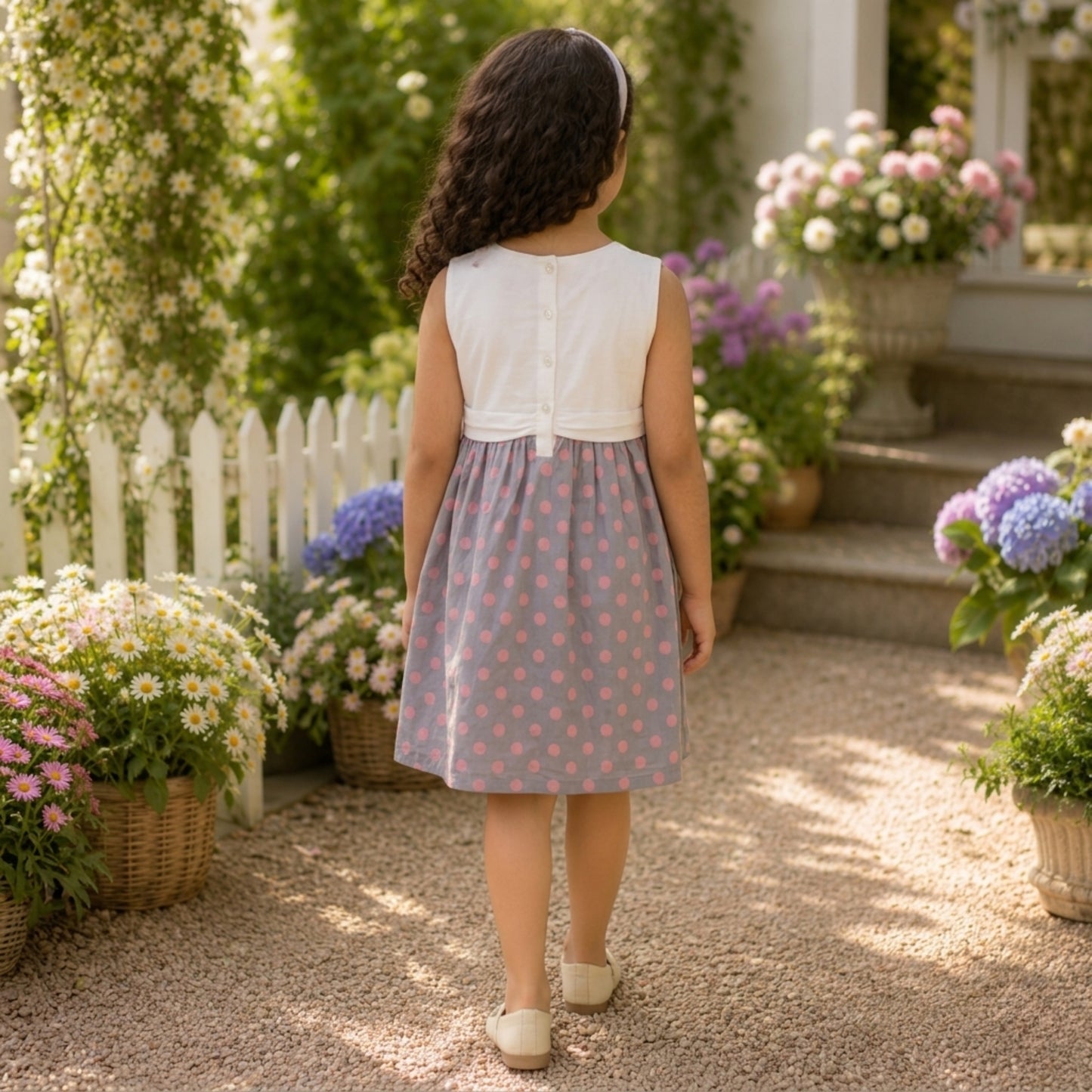Girls Floral Embroidered Flared Dress