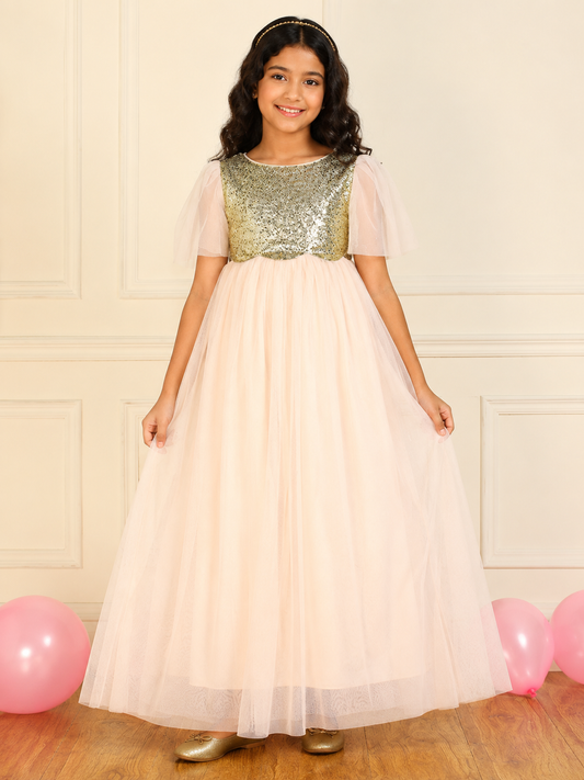 Girls Light Pink Sequin Dress