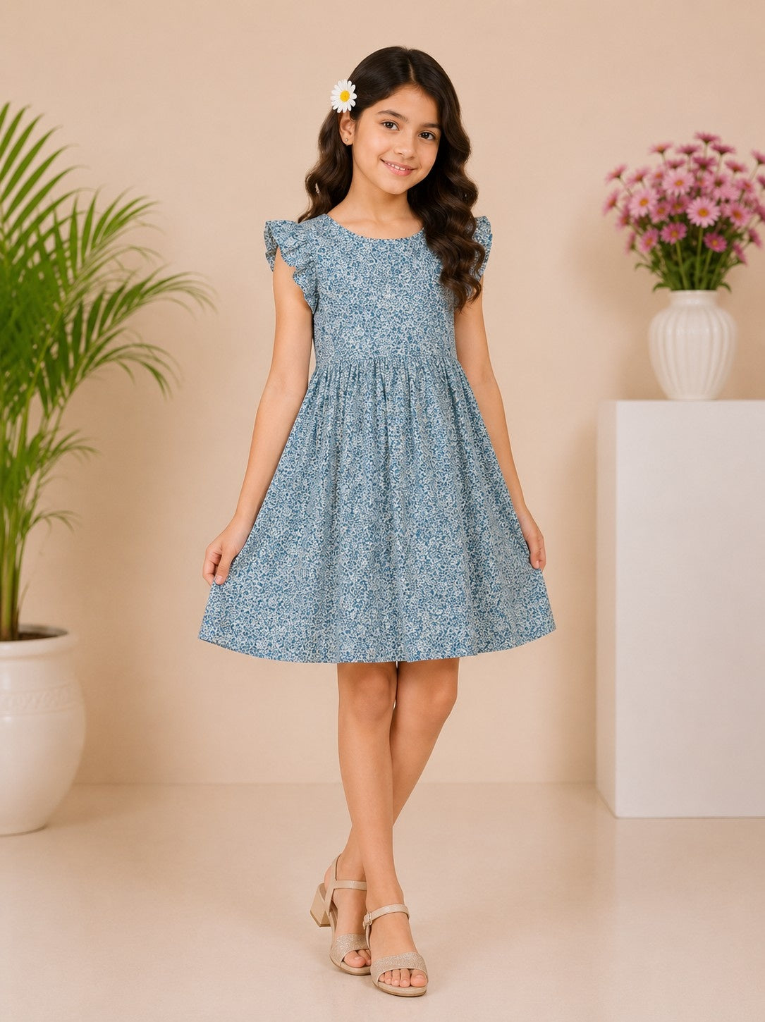 Girls Floral Flare Dress
