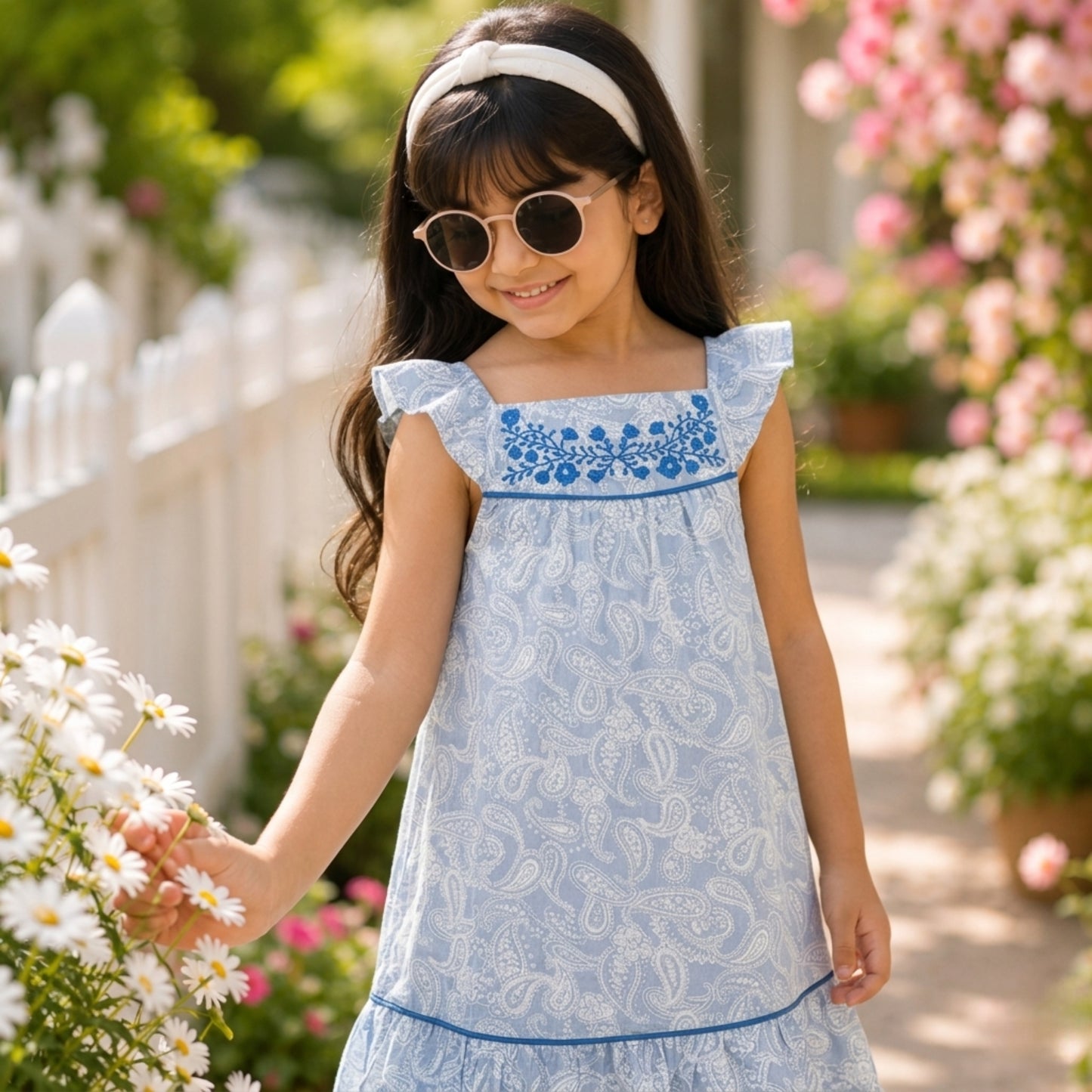 Girls Embroidered Fit & Flare Dress
