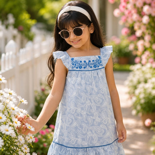 Girls Embroidered Fit & Flare Dress