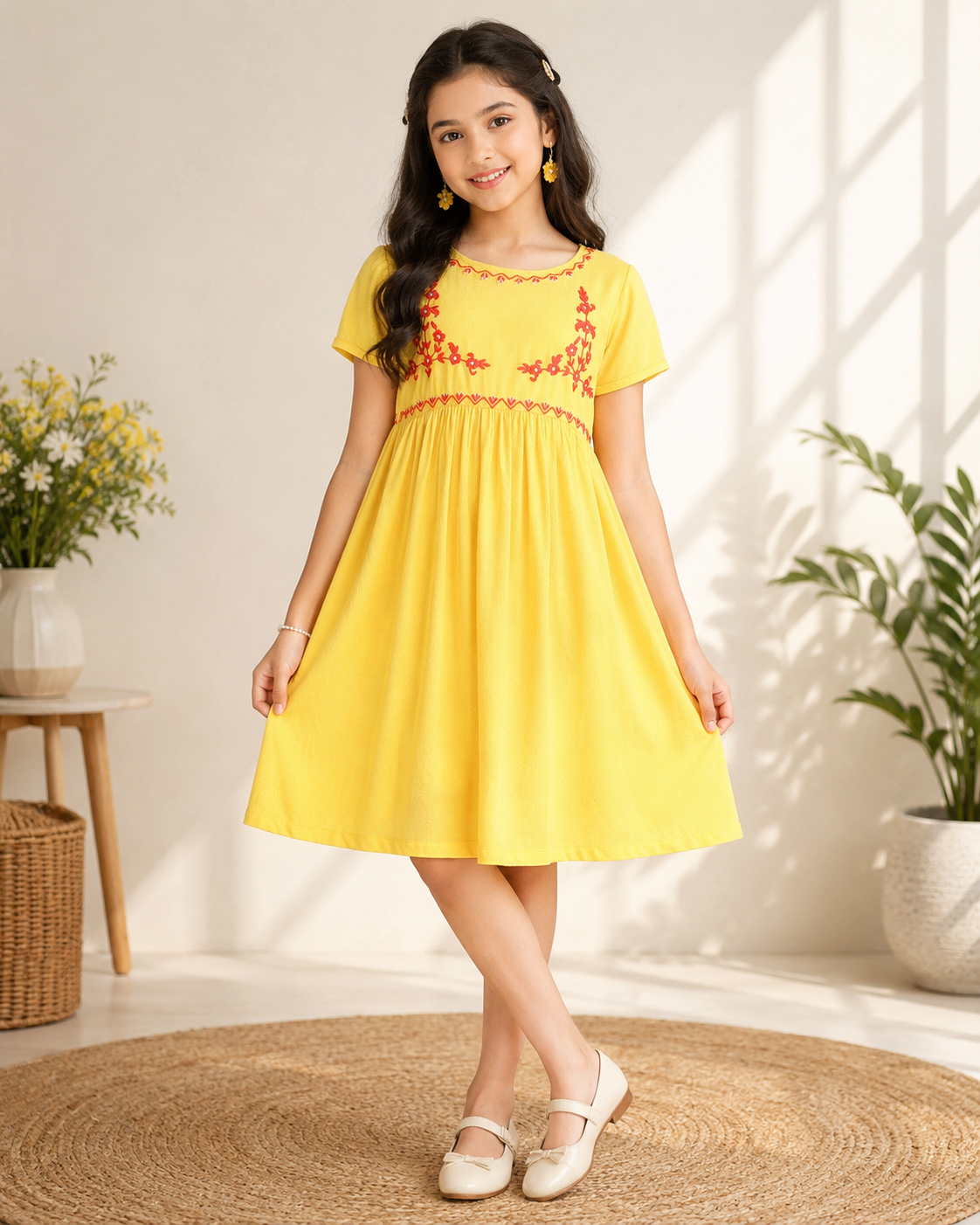 Girls Floral Fit & Flare Dress