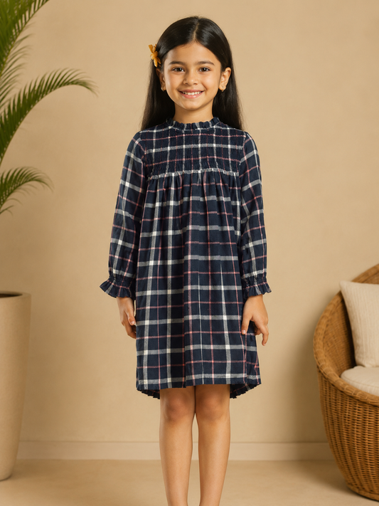 Girls Smocked Long Sleeve Dress