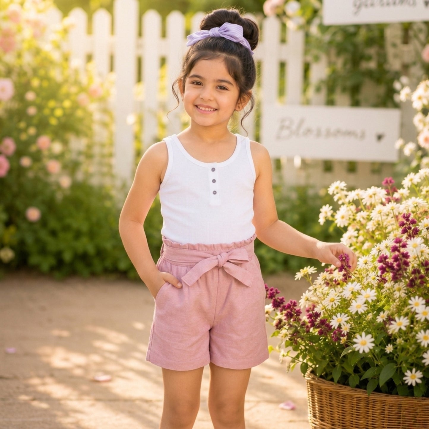 Girls Pink Casual Shorts