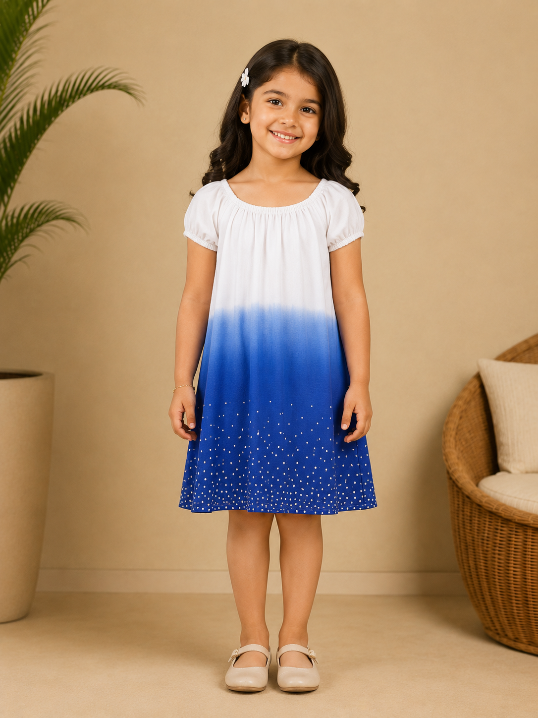 Girls Blue Ombre A-Line Dress