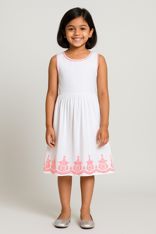 Girls Embroidered Ethnic Fit & Flare Dress