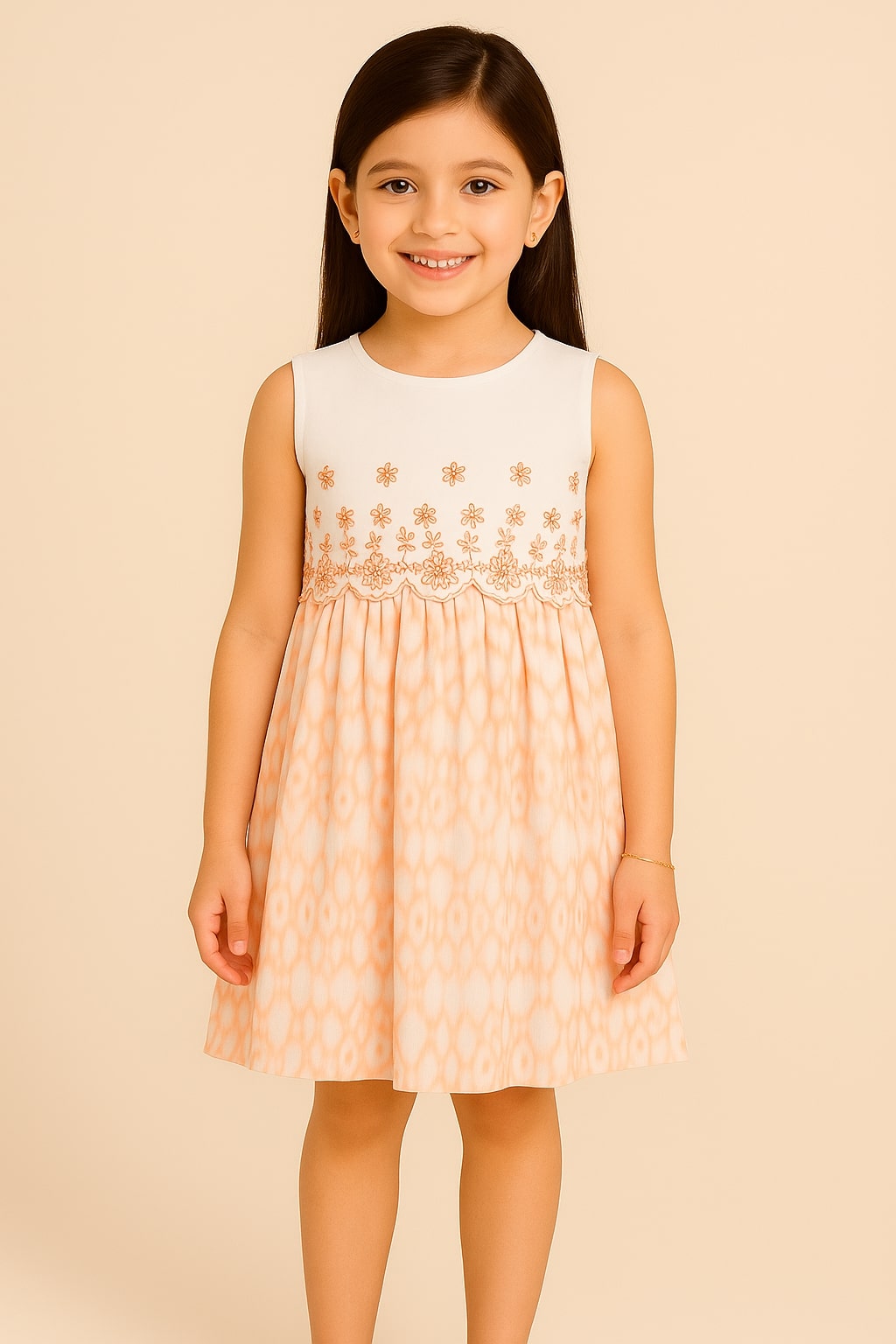 Girls Floral Embroidered Fit & Flare Dress