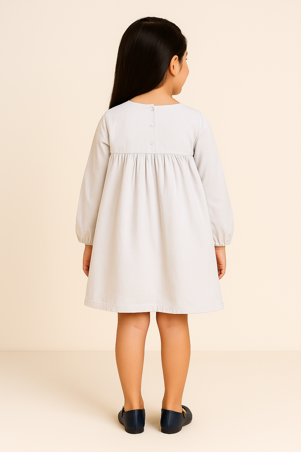 Girls Floral Embroidered A-Line Dress