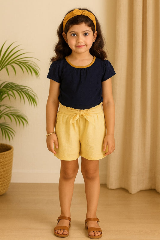 Girls Yellow Casual Shorts