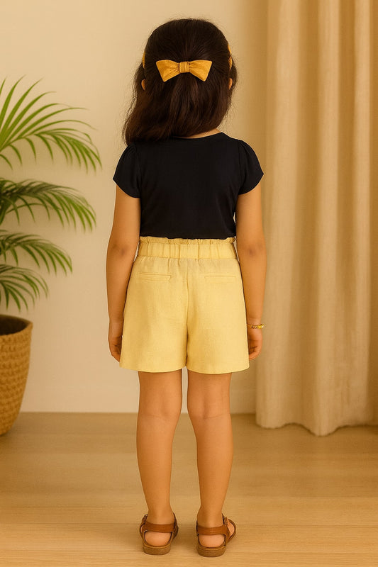 Girls Yellow Casual Shorts