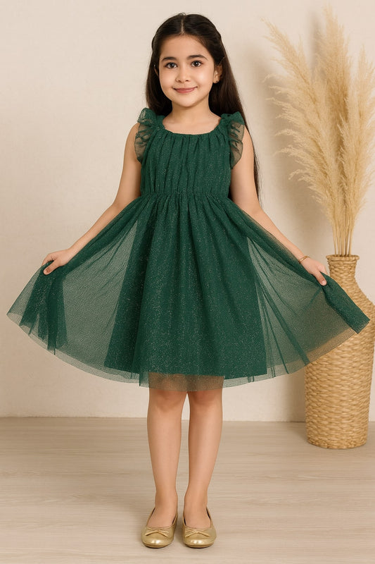 Girls Glitter Net Fit & Flare Dress
