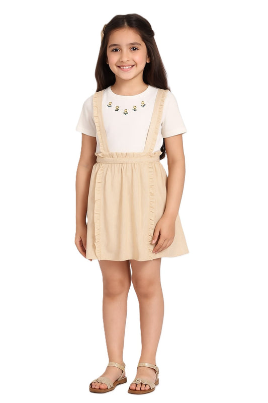 Girls Suspender Style Flared Mini Skirt