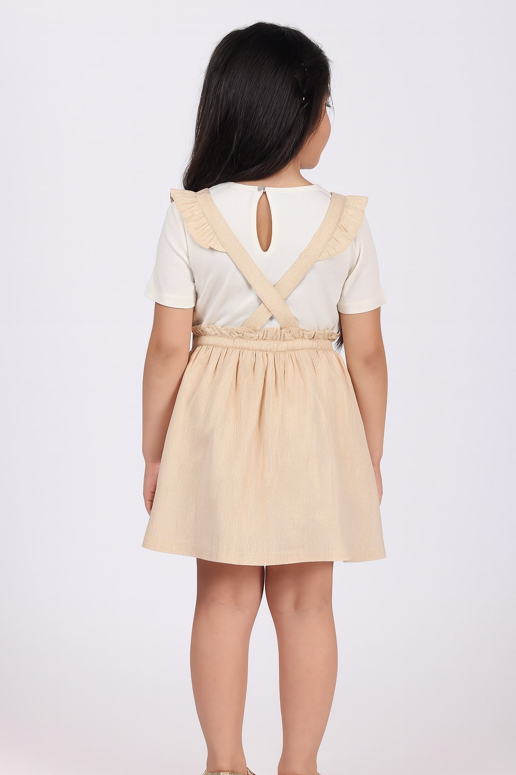 Girls Suspender Style Flared Mini Skirt