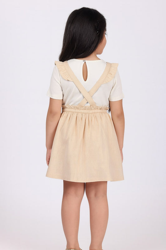 Girls Suspender Style Flared Mini Skirt