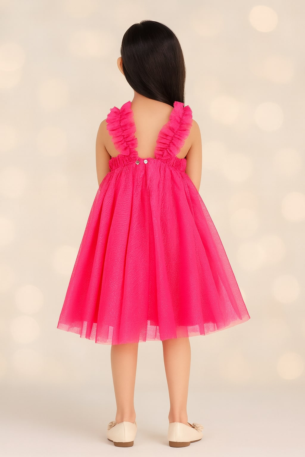 Girls Glitter Net Fit & Flare Dress
