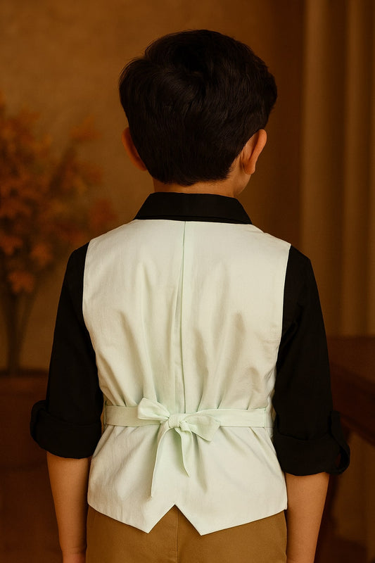 Boys Solid White Casual Waistcoat