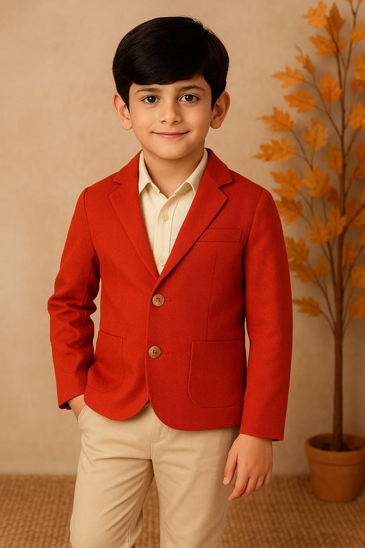 Boys Red Casual Jacket