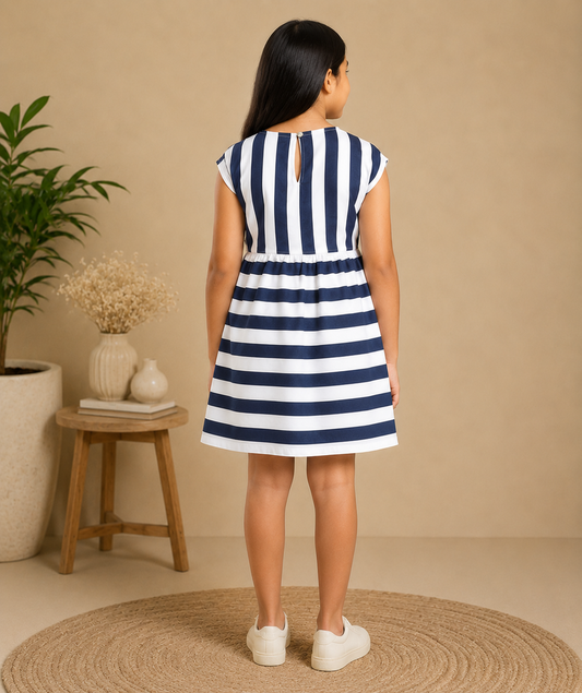 Girls Striped Fit & Flare Dress