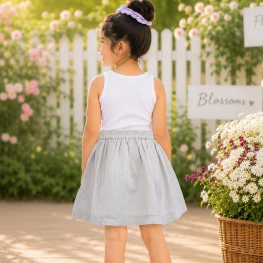 Girls Flared Skirt with Embroidered Shimmer