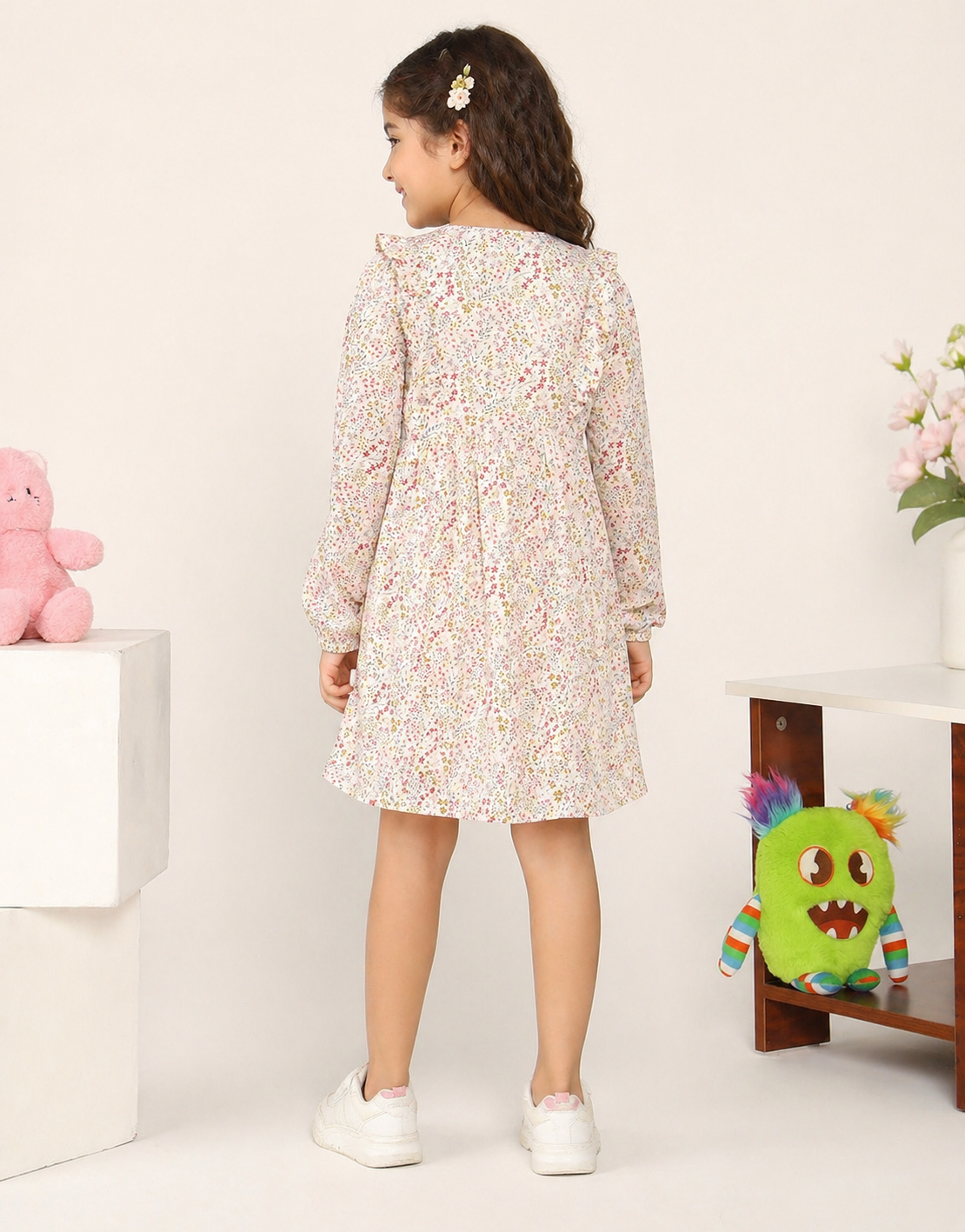Girls White Floral Dress