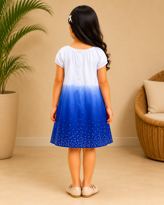 Girls Blue Ombre A-Line Dress