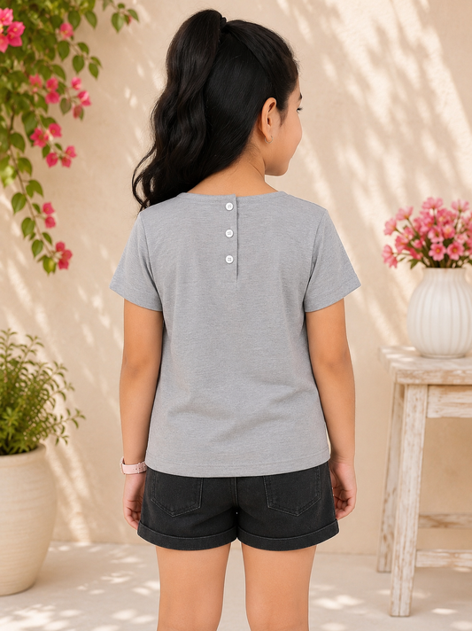 Girls Paris Glitter Print Casual Top