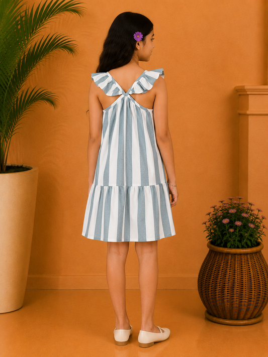 Girls Ruffle Stripe Dress