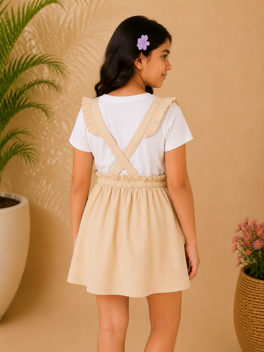 Girls Suspender Style Flared Mini Skirt