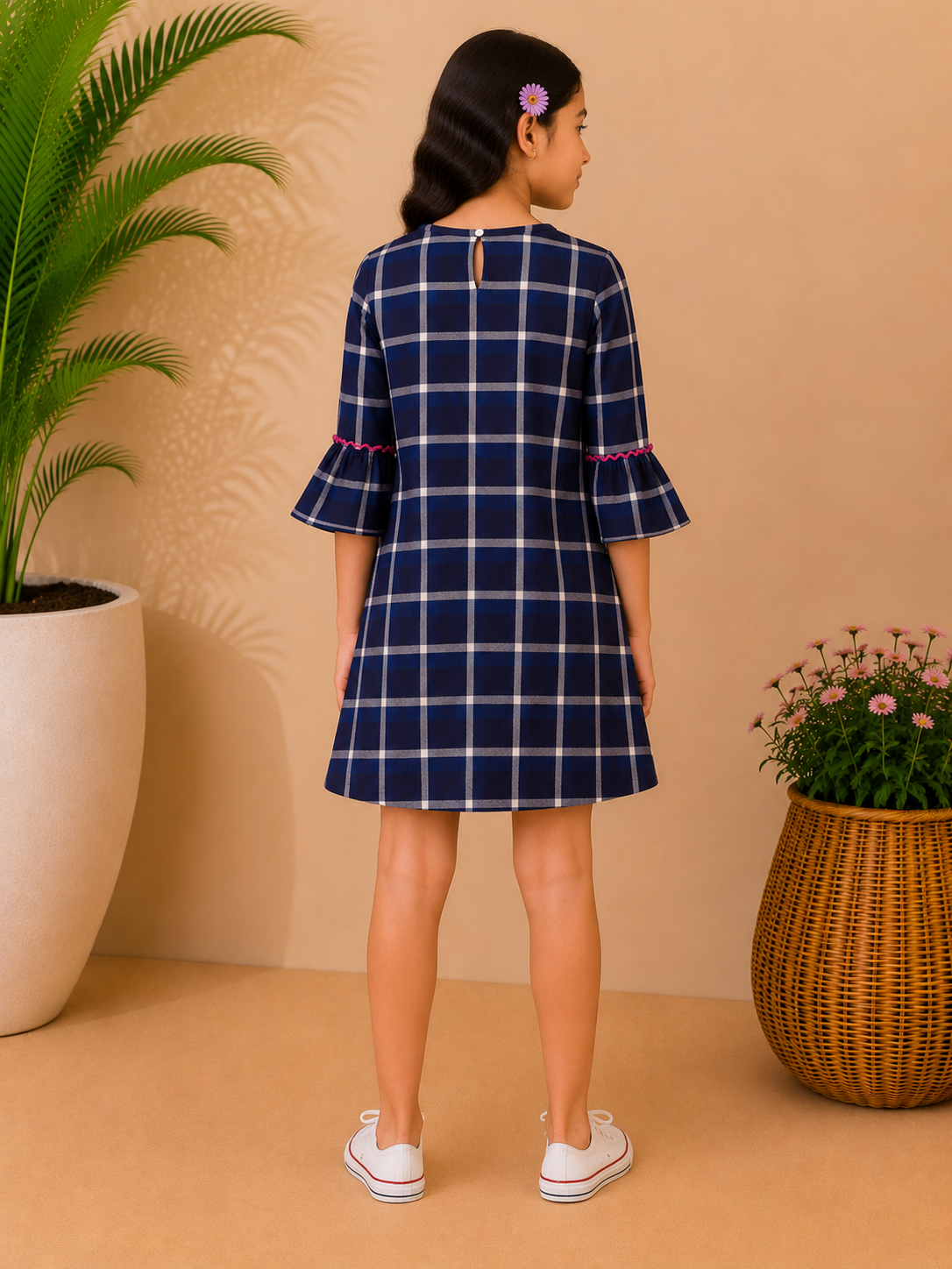 Girls Embroidered Bell Sleeve Dress