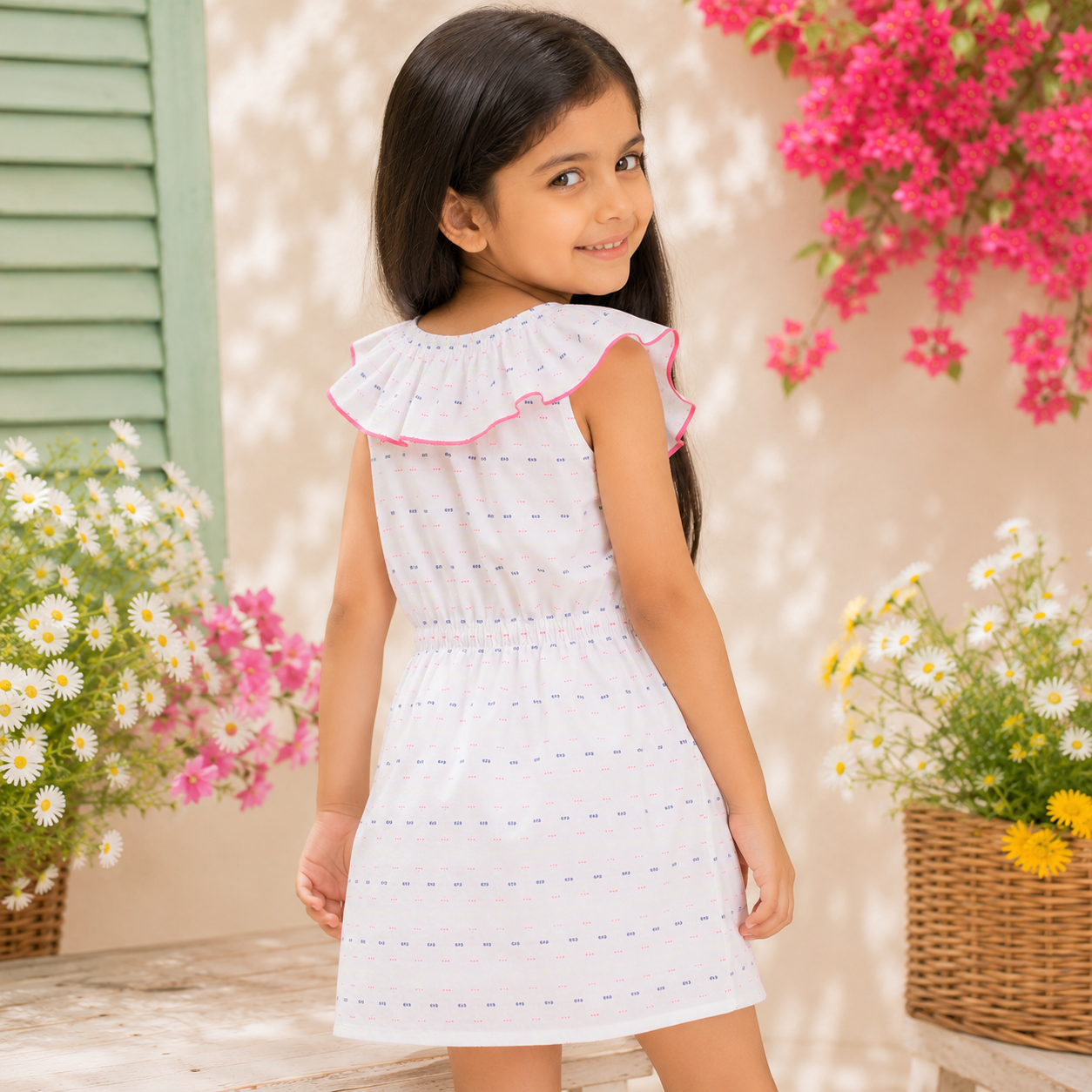 Girls Printed Fit & Flare Dress