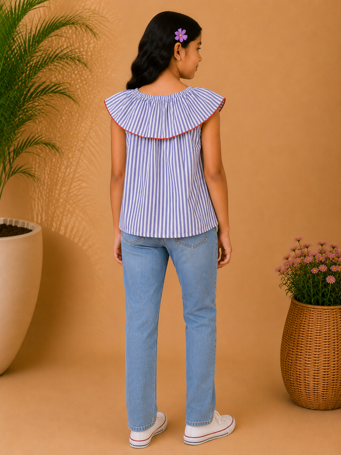 Girls Floral Embroidered Casual Top