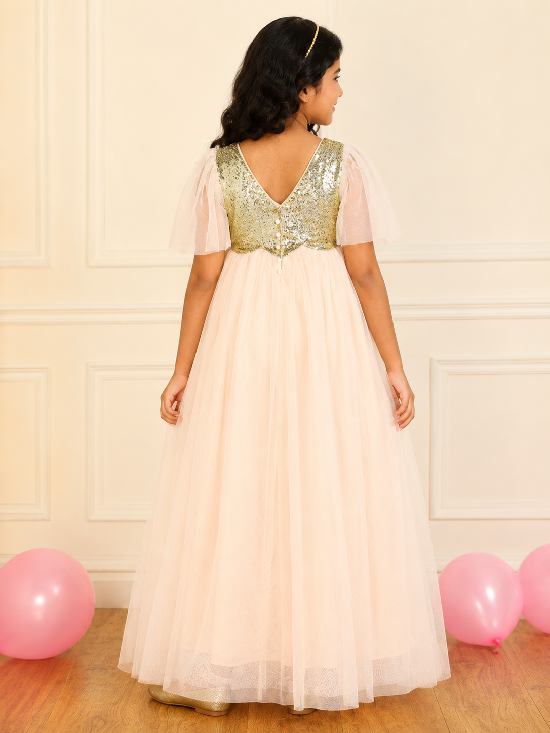 Girls Light Pink Sequin Dress