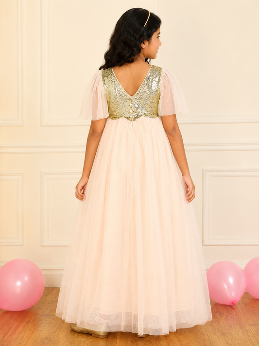 Girls Light Pink Sequin Dress