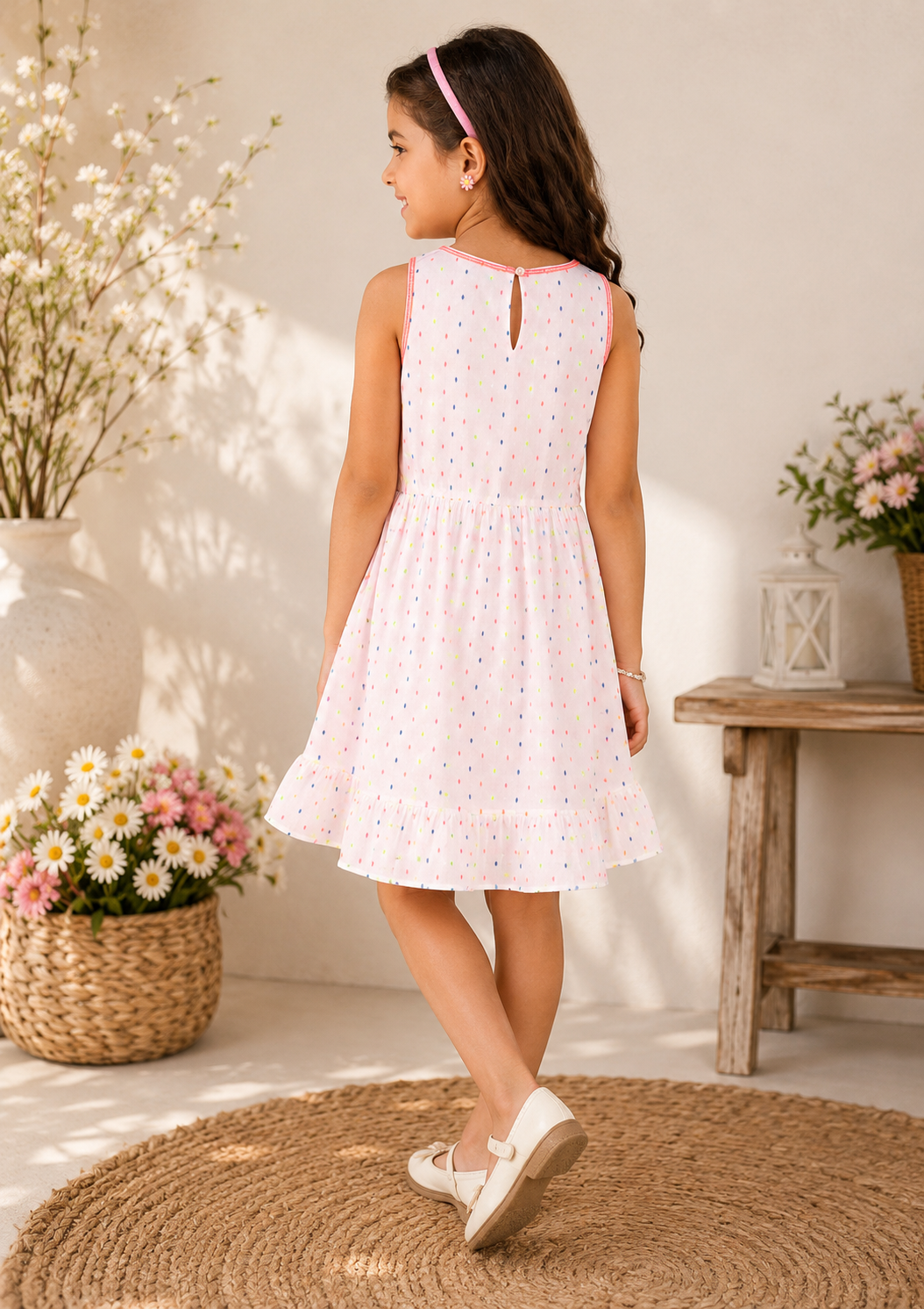 Girls Embroidered Tier Dress