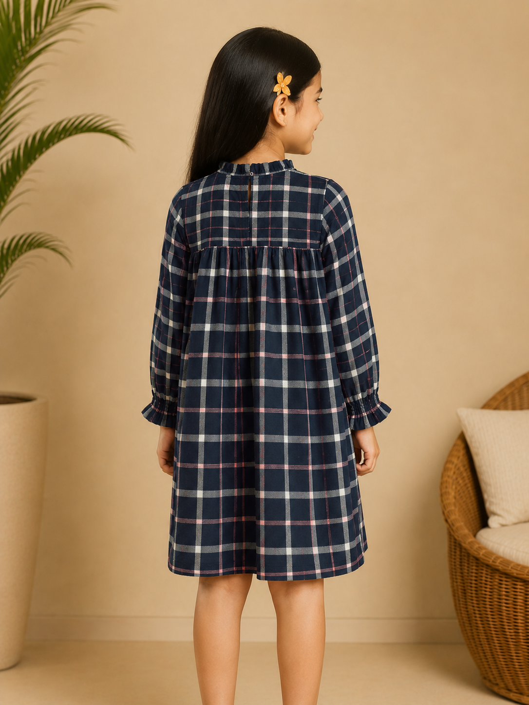 Girls Smocked Long Sleeve Dress