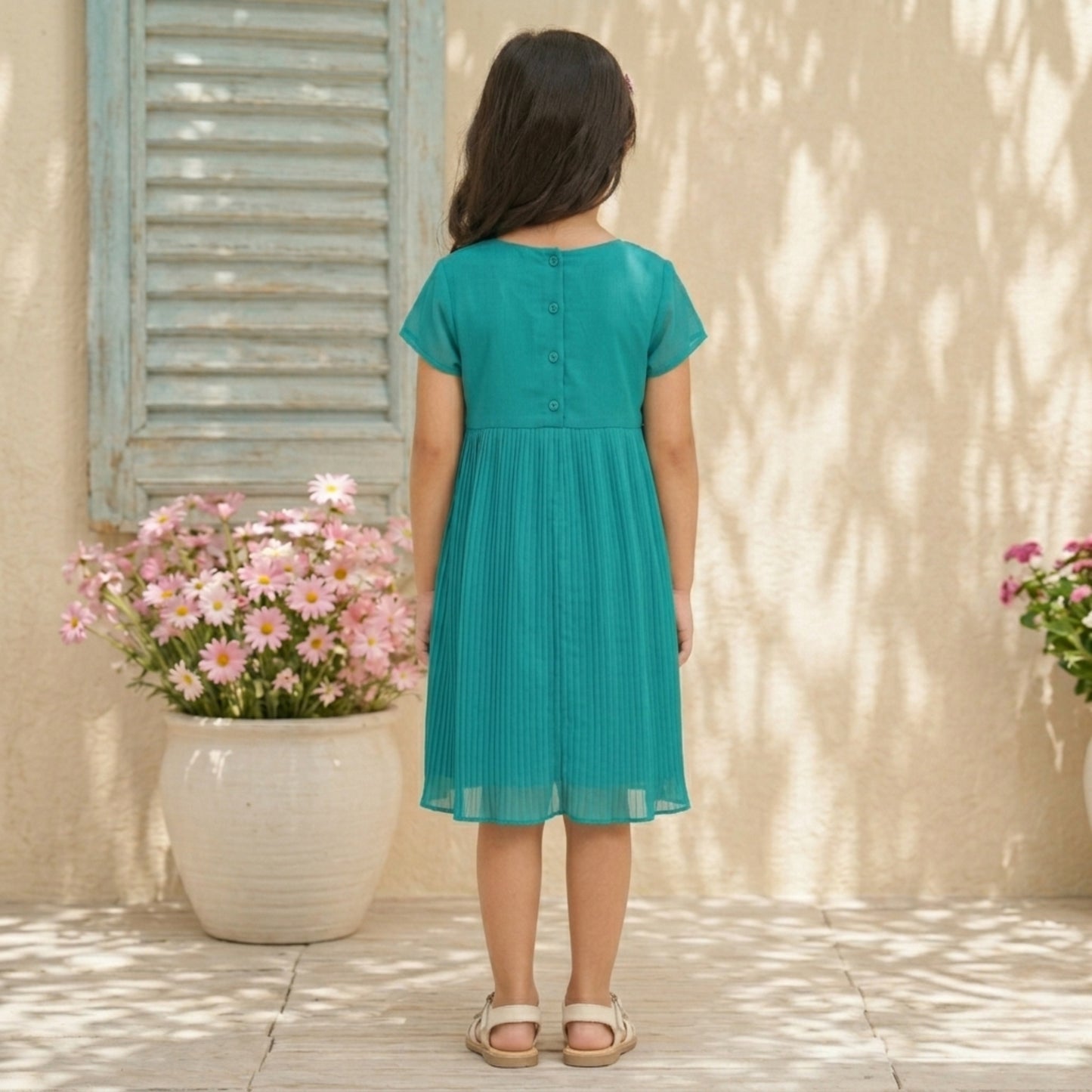Girls Floral Embroidered Dress