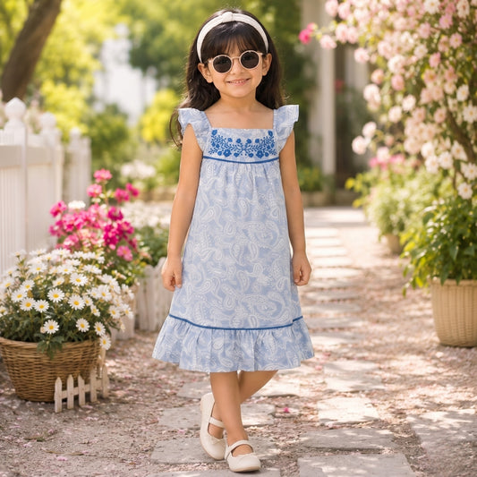 Girls Embroidered Fit & Flare Dress