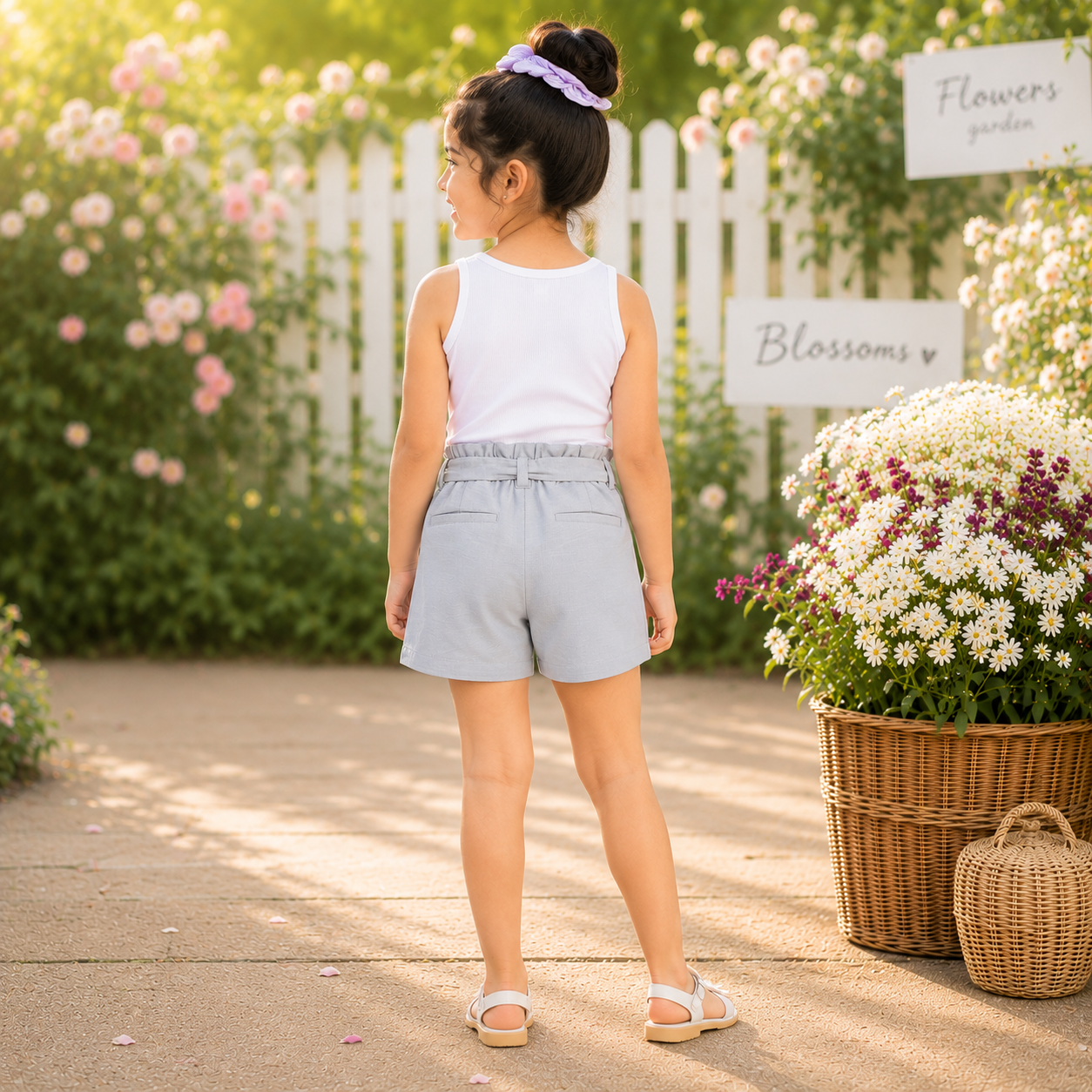 Girls Grey Casual Shorts