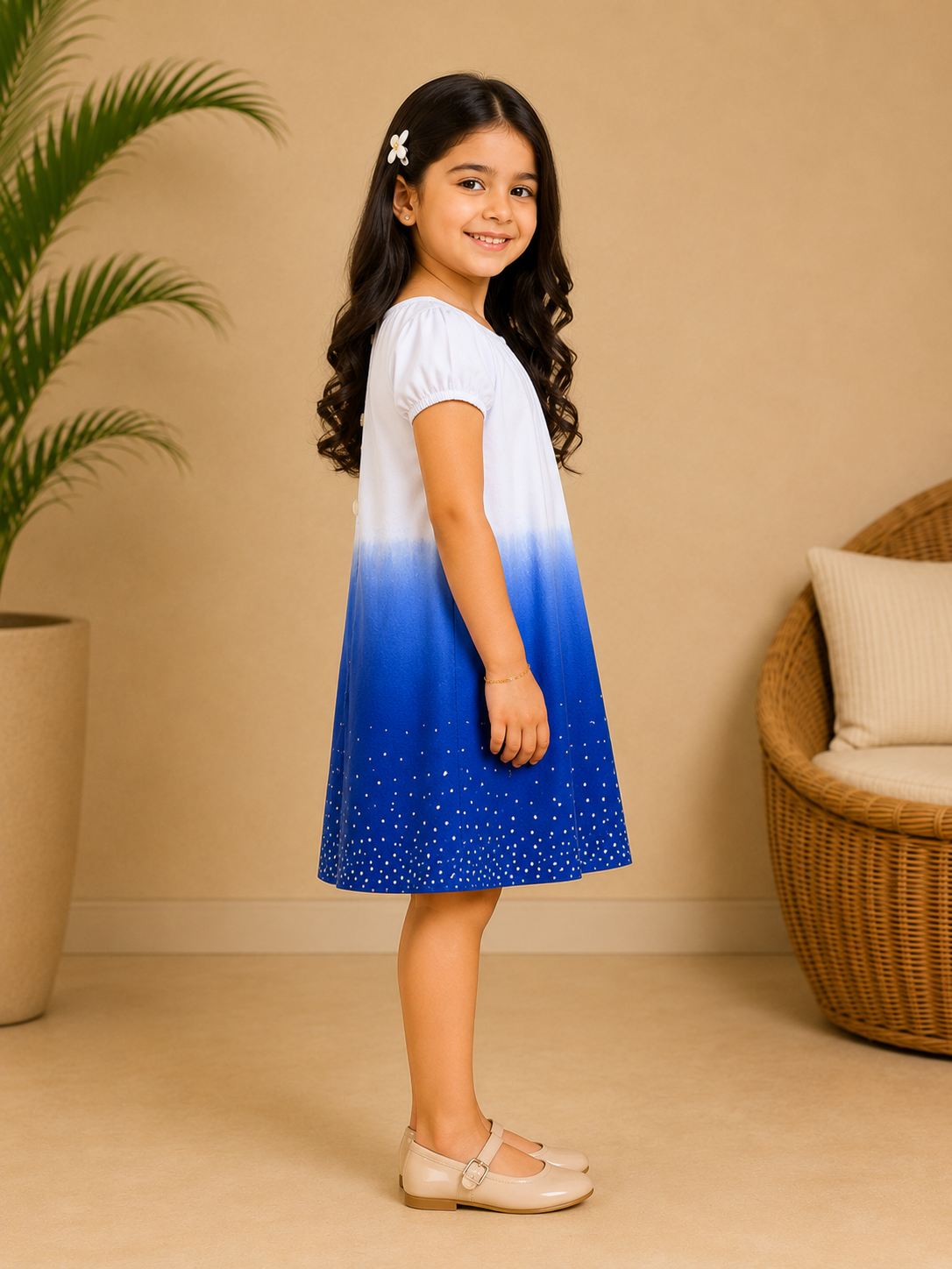 Girls Blue Ombre A-Line Dress