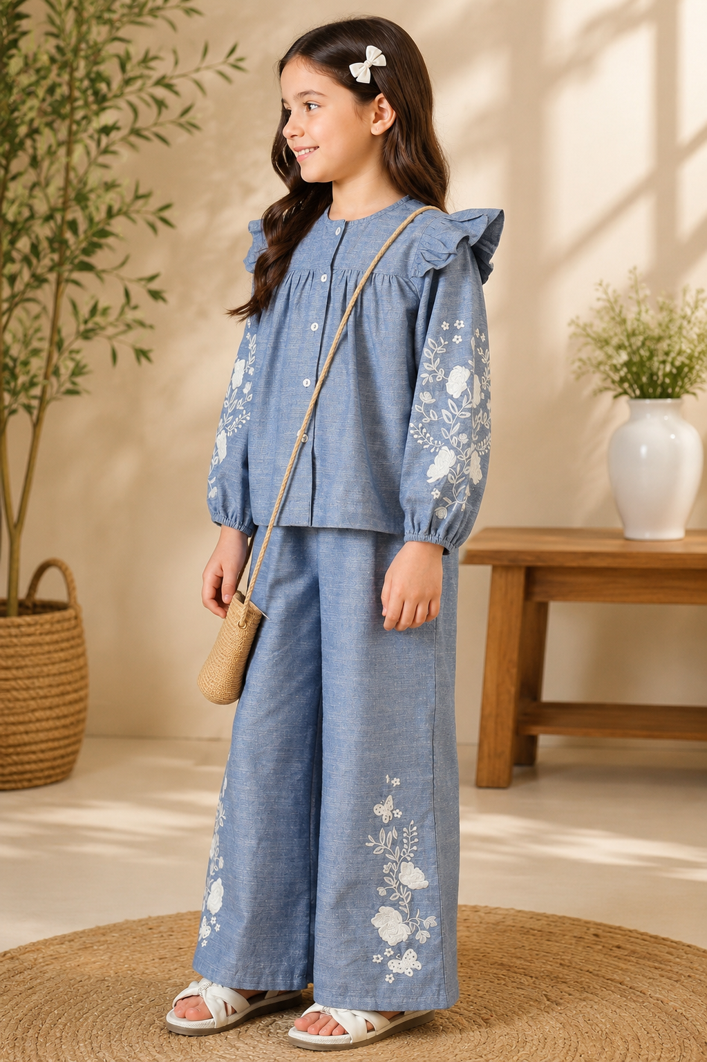 Girls Ruffle Sleeve Co-Ord Set