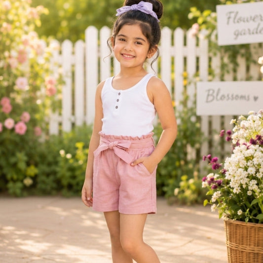Girls Pink Casual Shorts